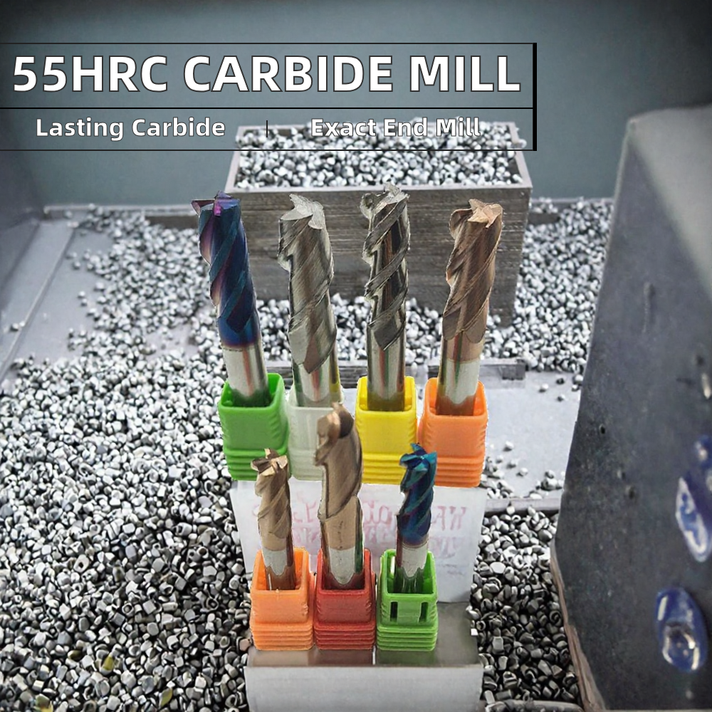 ZZST  Tin Coated 55HRC Carbide Square End Mill Cutter Tools for Alloy Steel
