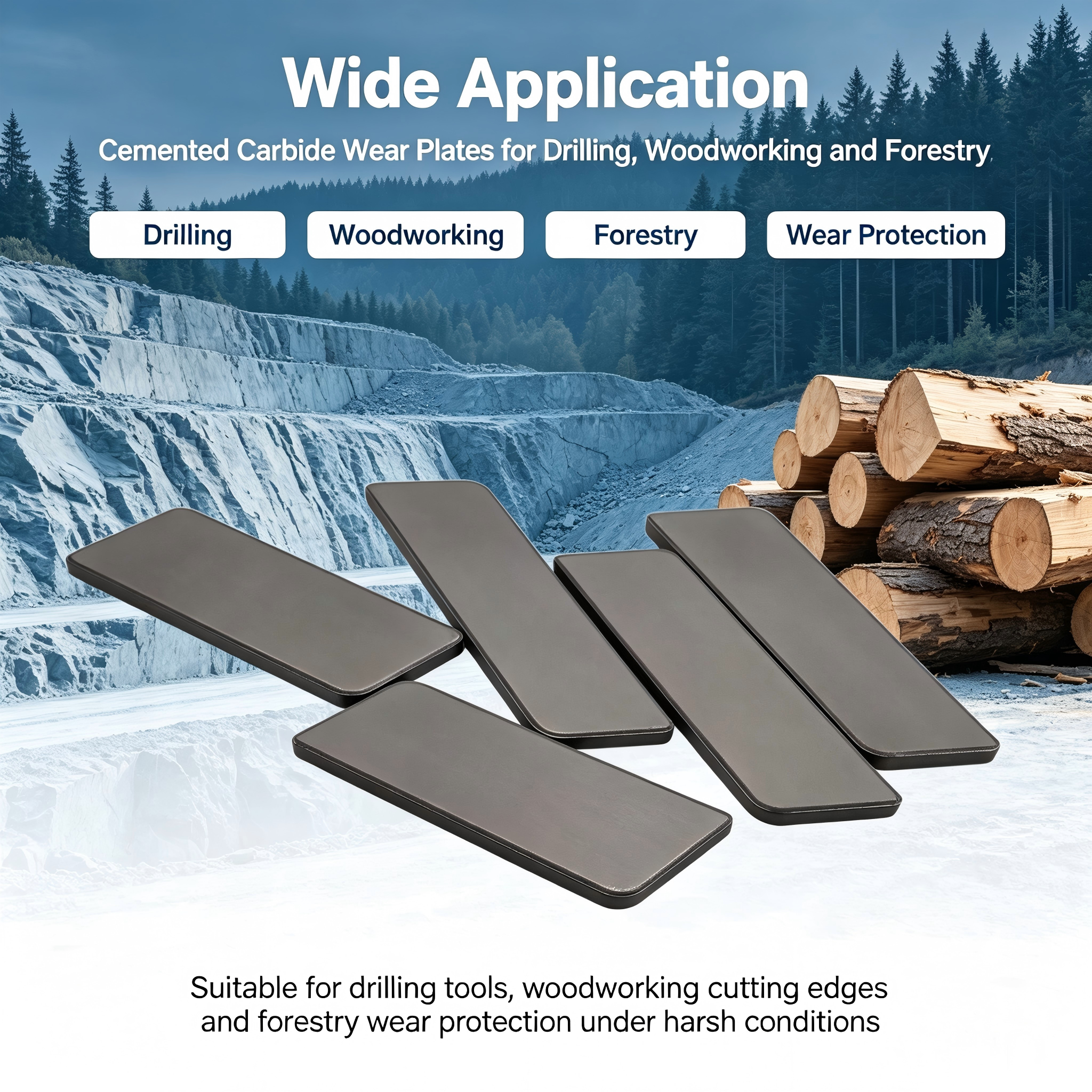 High Hardness Cemented Carbide Tiles Tungsten Carbide Welding Inserts Wear Parts Plates for Drilling/Woodworking/Forestry