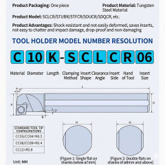Solid Carbide Boring Bar Anti Vibration SCLCR Internal Turning Tool C08K C10K C12M for CCMT04 06 09 Inserts