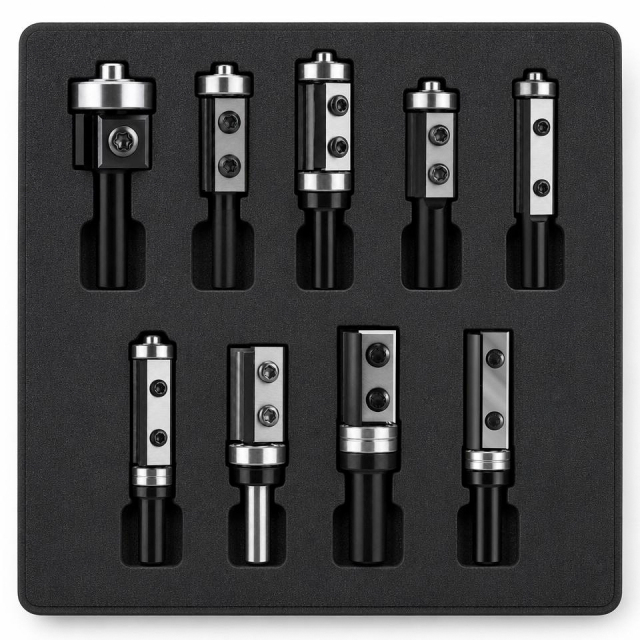 Miaorui 8mm Bottom Bearing Flush Trim Router Bit Replaceable Carbide Inserts Woodworking Slotting Cutter CNC Tool