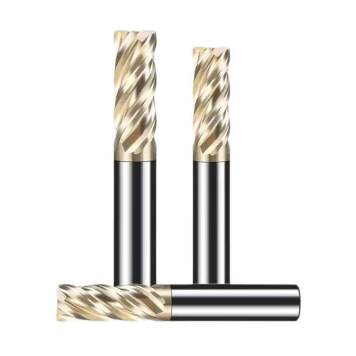 Unequally Divided Unequal Spirals SS40 Titanium Alloy Stainless Steel End Mill 4 Flutes 50mm Front View ODM & OEM Customizable"