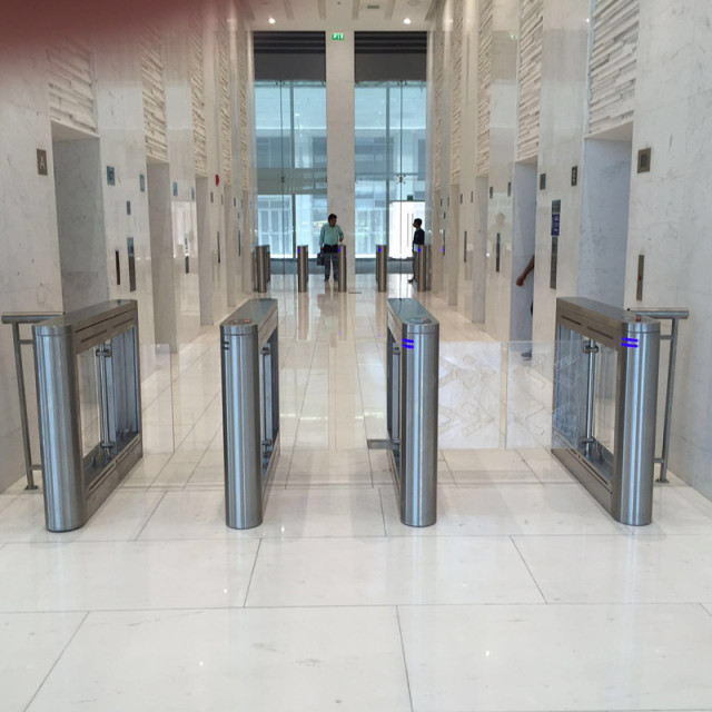 Half Waist Stainless Steel Speed Gate Turnstile with Card Reader Access Control