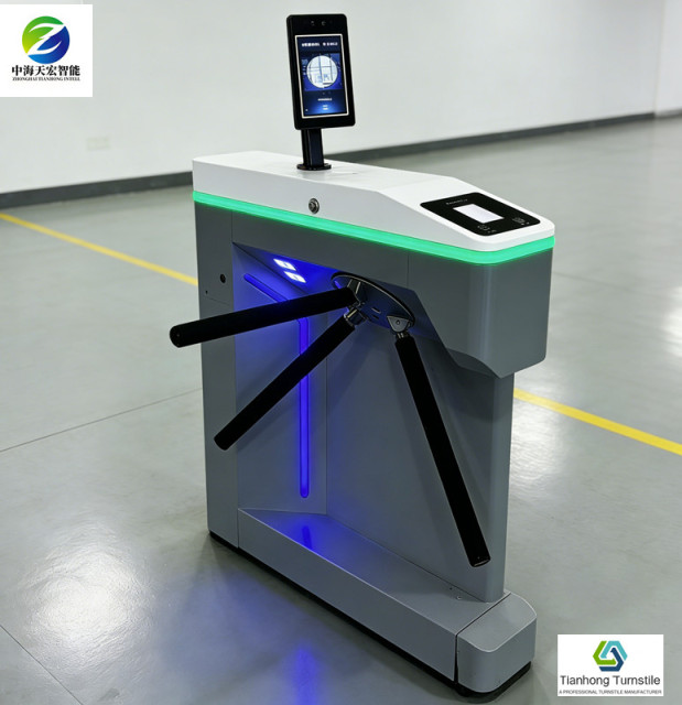 Stylish Tripod Turnstile Gate with Biometric Access Control Security