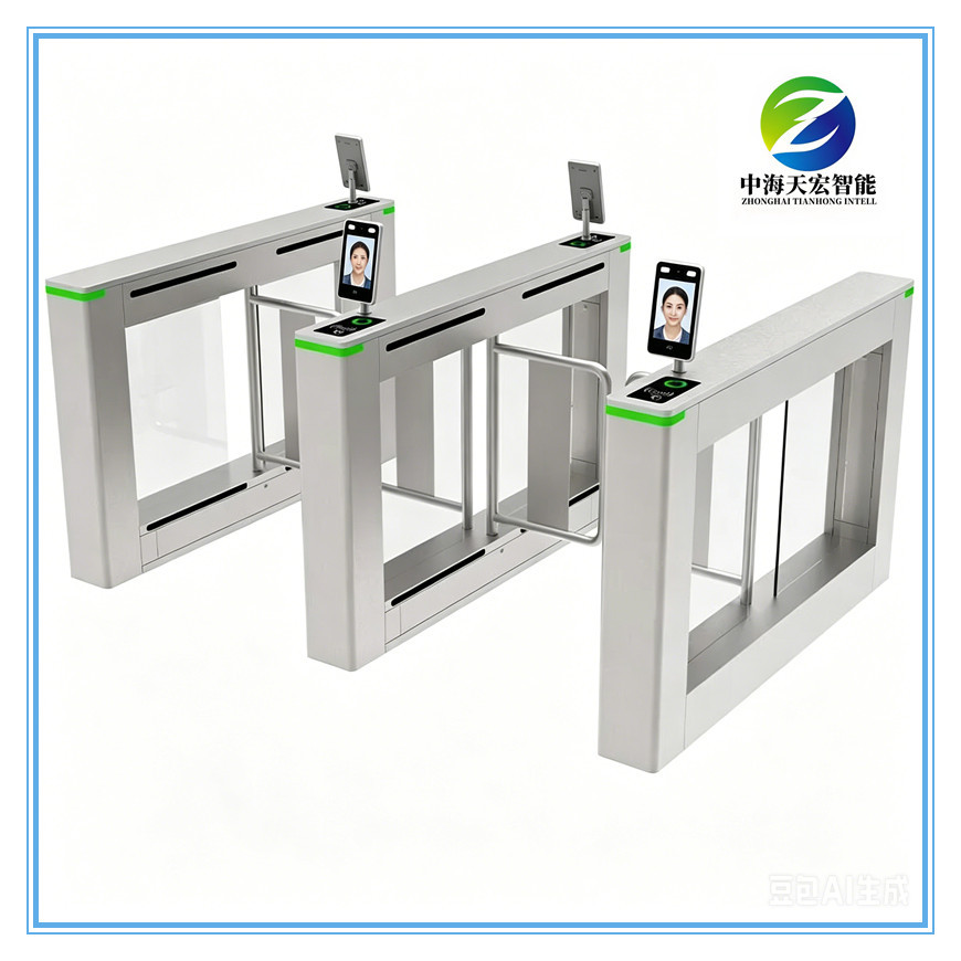 Pedestrian Access Control Swing Barrier Turnstile with Integrated Facial Recognition System