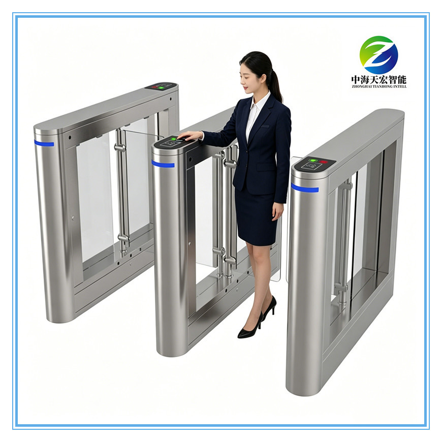 Half Waist Stainless Steel Speed Gate Turnstile with Card Reader Access Control