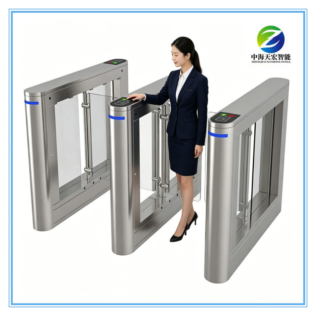Half Waist Stainless Steel Speed Gate Turnstile with Card Reader Access Control