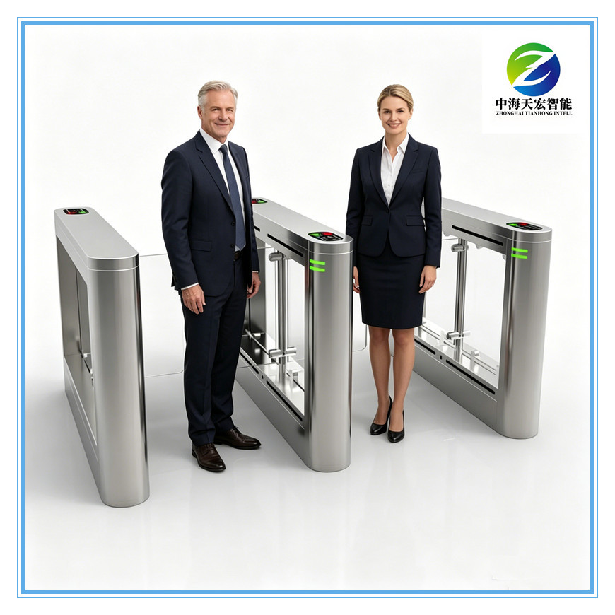 Half Waist Stainless Steel Speed Gate Turnstile with Card Reader Access Control