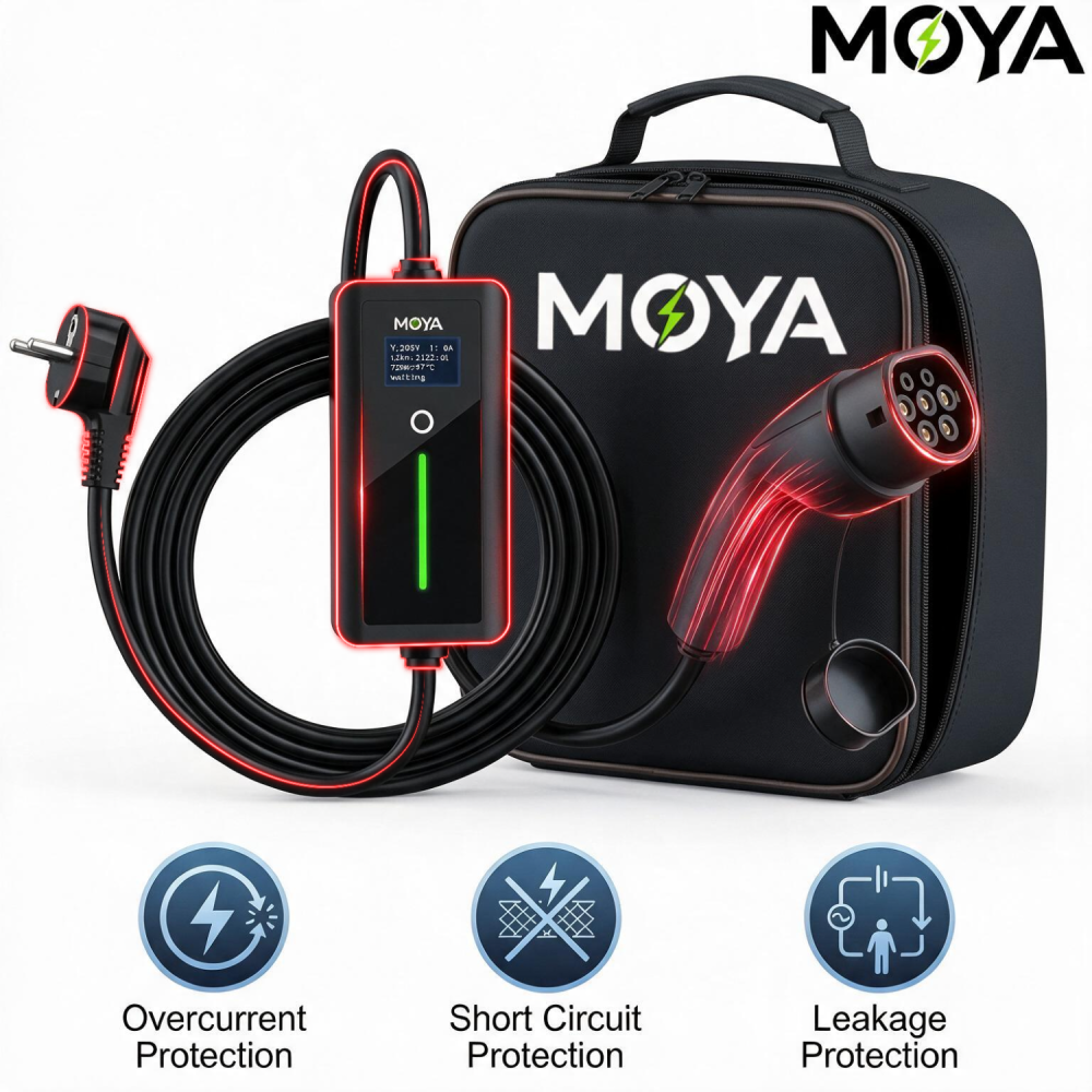 Portable Type2 EV Charger, 16A 3.5kW, Schuko Type F Plug, 12H Delay Timer, IP66, for European EVs