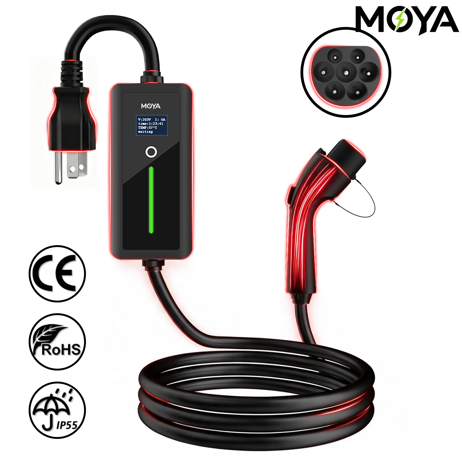 New Portable GBT EV Charger with NEMA 5-15 Plug 15A Adjustable Level 1 EVSE 3.5kW for Chinese Cars