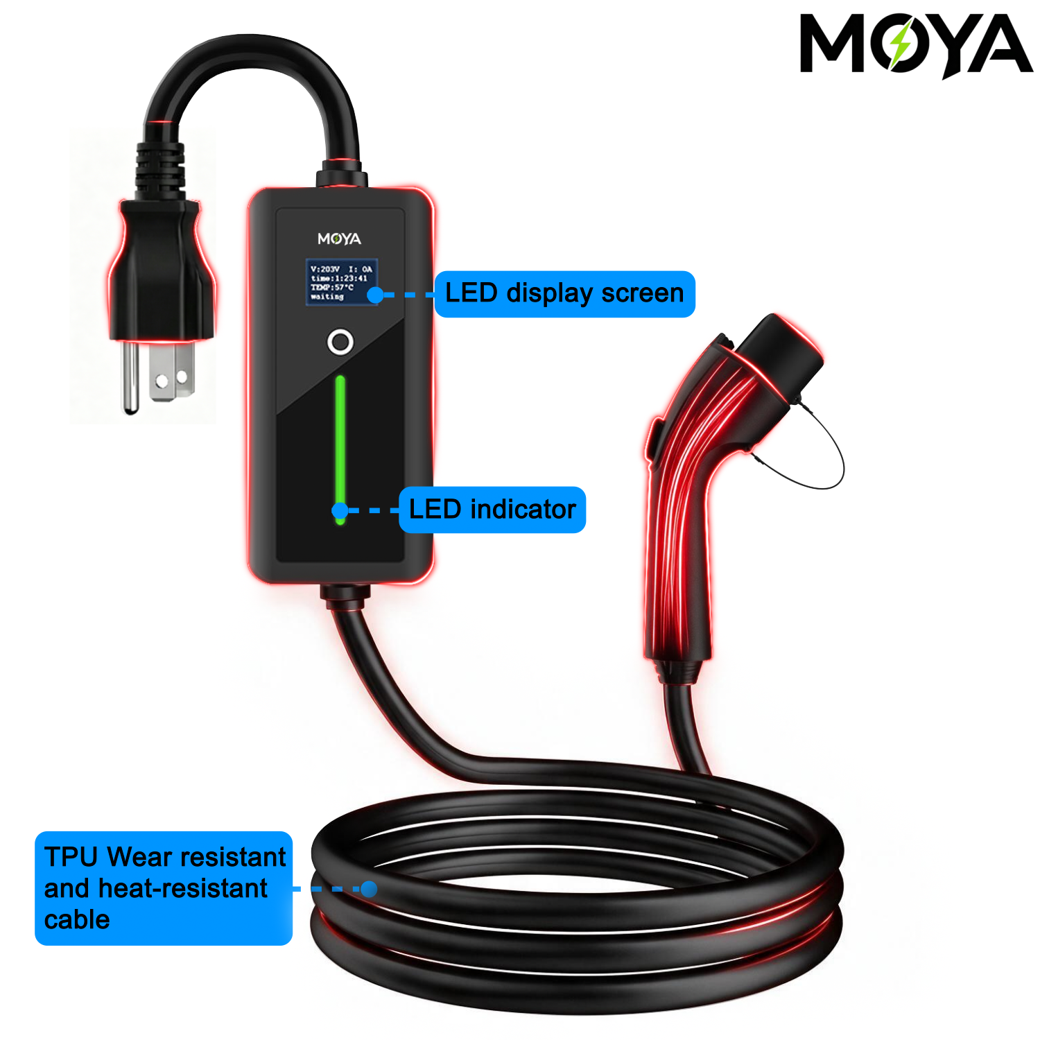 New Portable GBT EV Charger with NEMA 5-15 Plug 15A Adjustable Level 1 EVSE 3.5kW for Chinese Cars