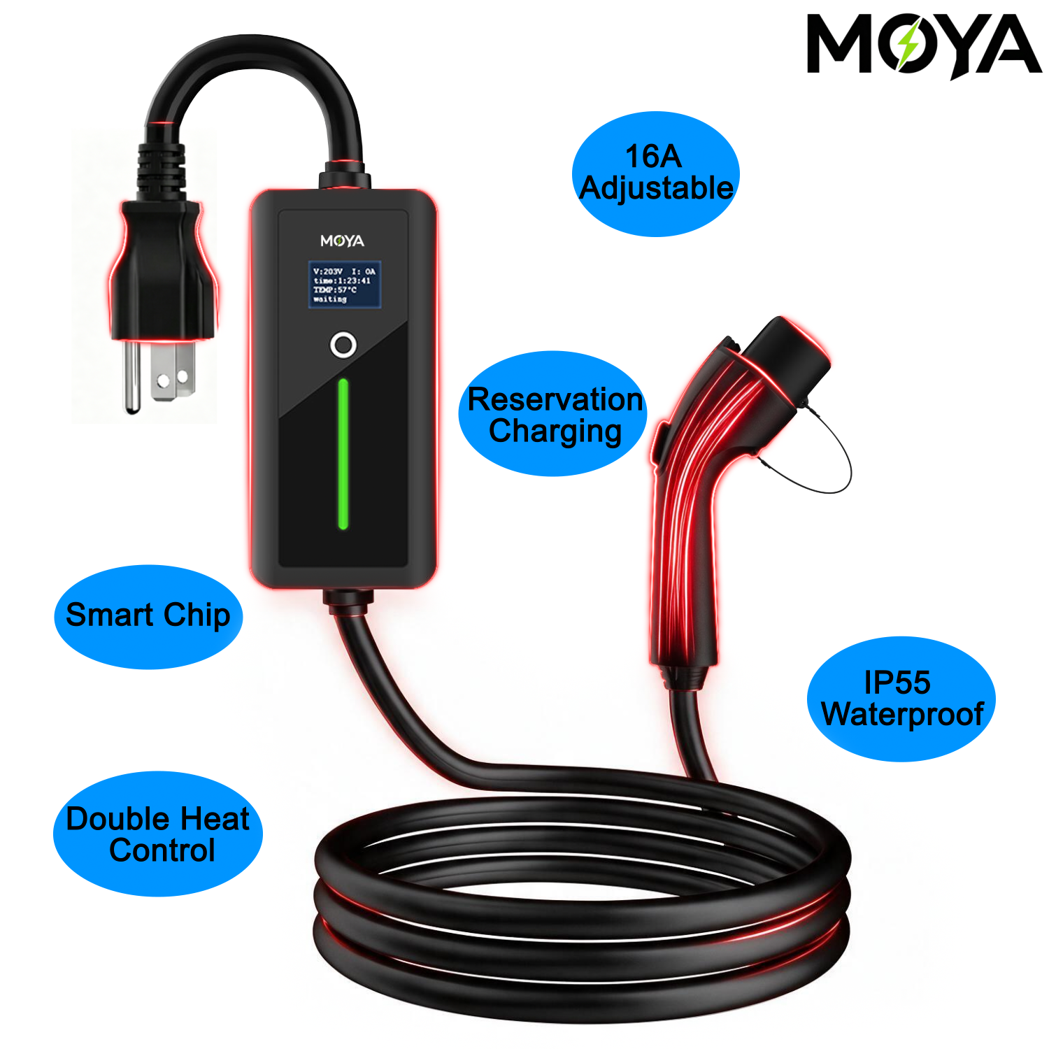 New Portable GBT EV Charger with NEMA 5-15 Plug 15A Adjustable Level 1 EVSE 3.5kW for Chinese Cars
