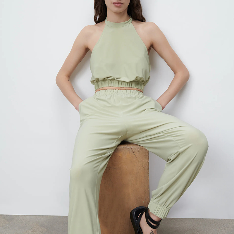 Flowing joggers & flowing halter top