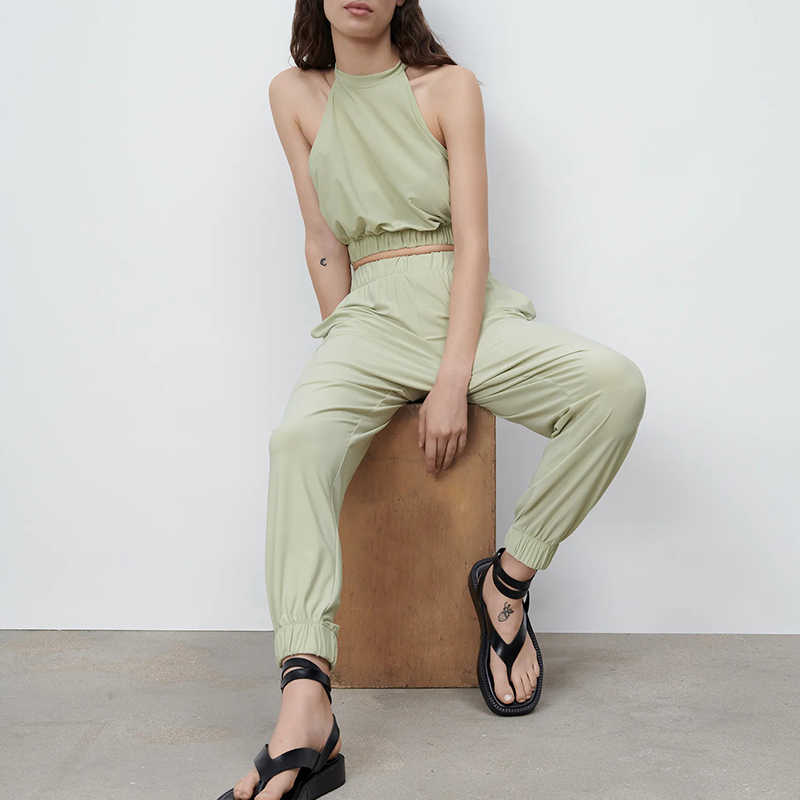 Flowing joggers & flowing halter top