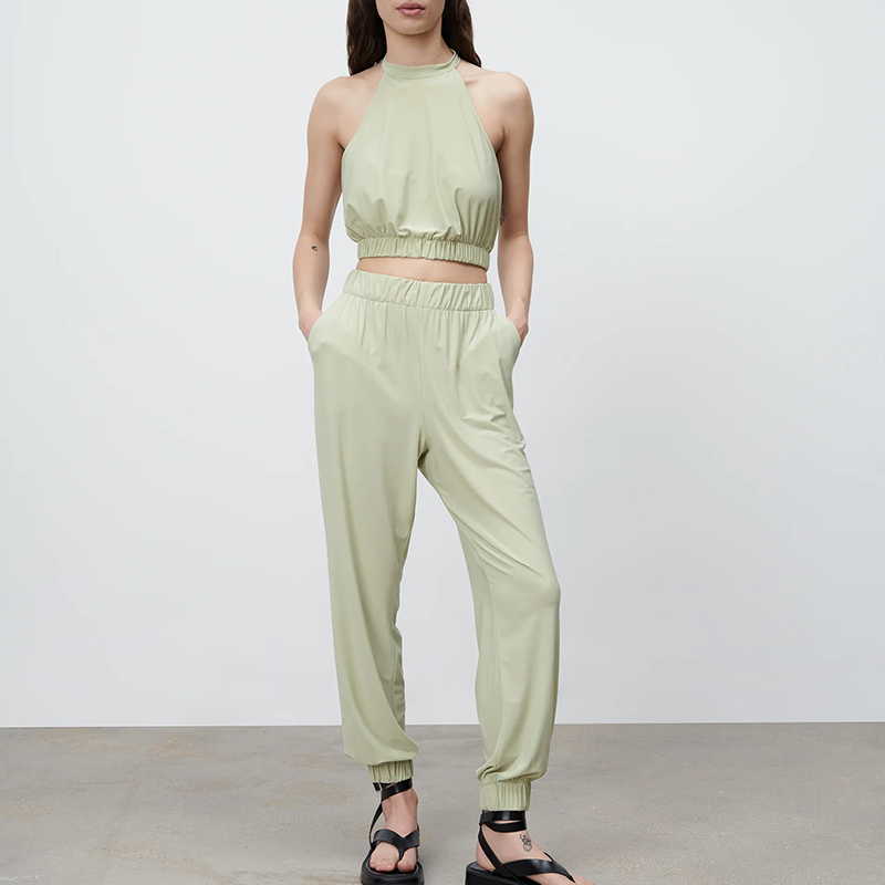 Flowing joggers & flowing halter top