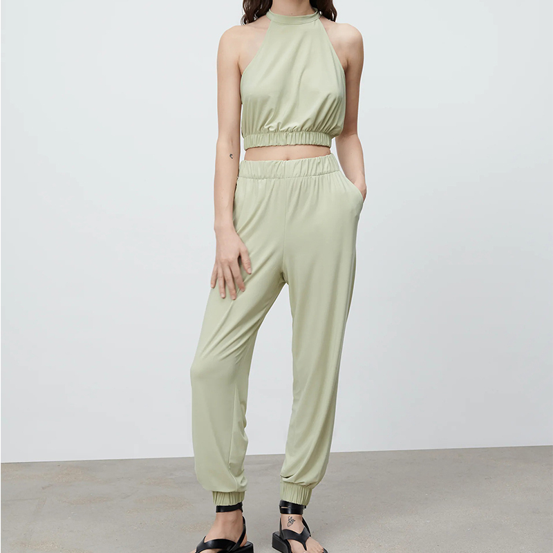 Flowing joggers & flowing halter top