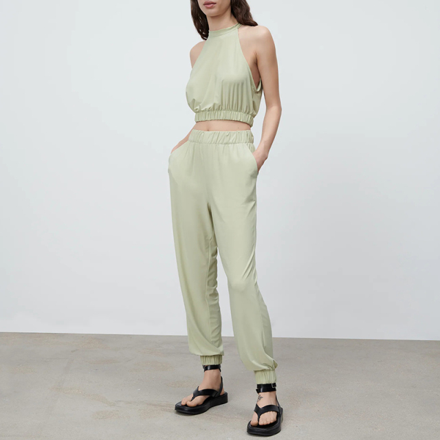 Flowing joggers & flowing halter top