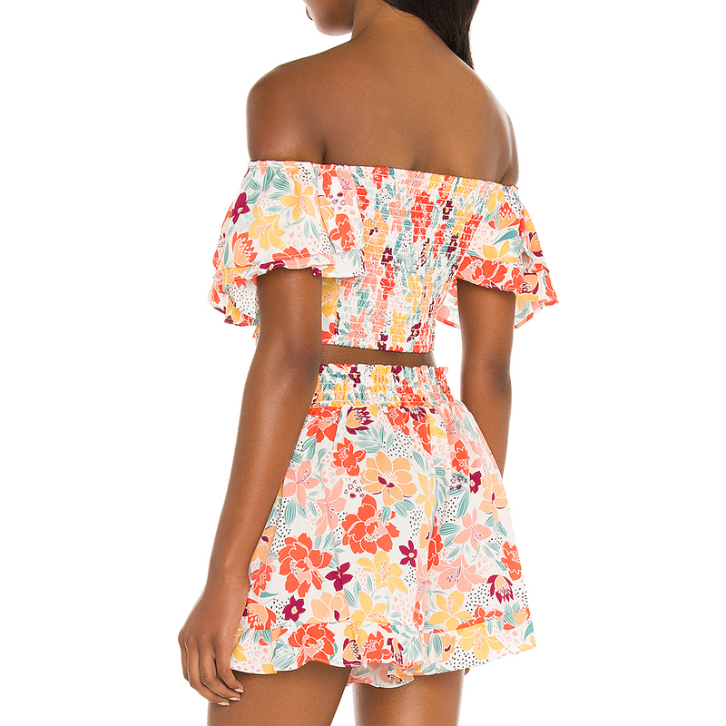 Button Ruffle Top & Ruffle Hem Short