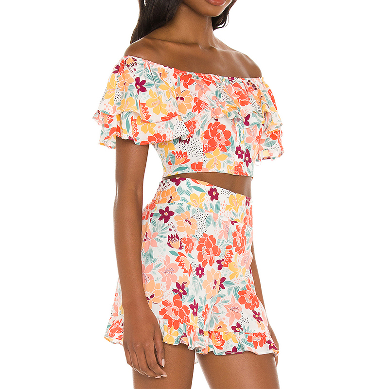 Button Ruffle Top & Ruffle Hem Short
