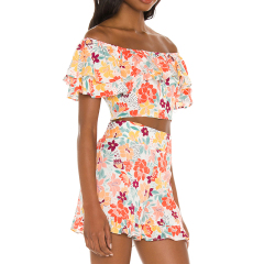 Button Ruffle Top & Ruffle Hem Short