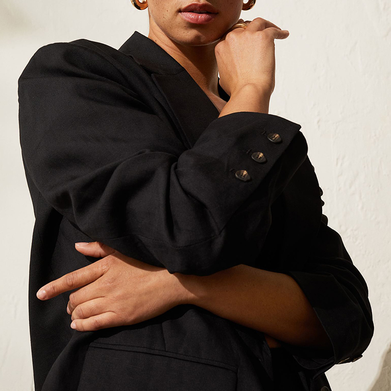 Oversized linen-blend jacket
