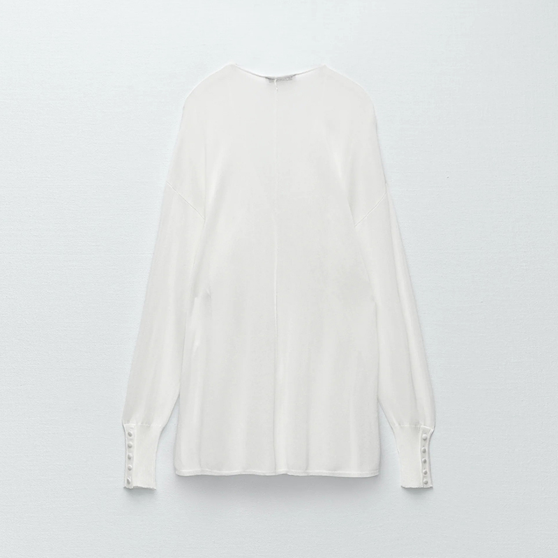 Knit semi-sheer blouse