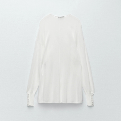 Knit semi-sheer blouse