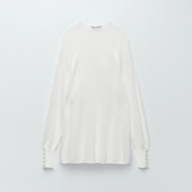 Knit semi-sheer blouse