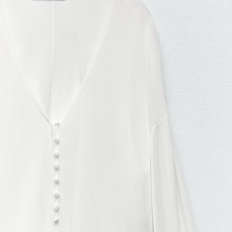 Knit semi-sheer blouse