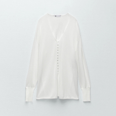 Knit semi-sheer blouse