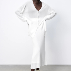 Knit semi-sheer blouse