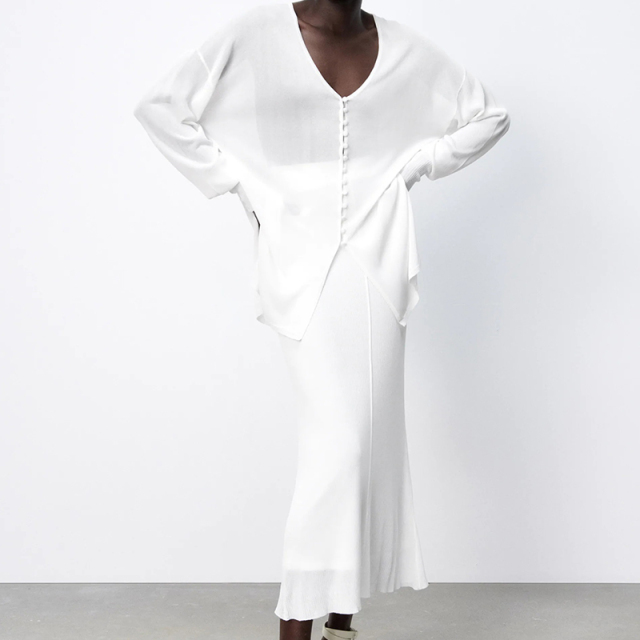 Knit semi-sheer blouse