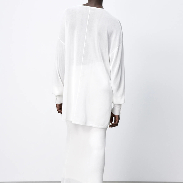 Knit semi-sheer blouse