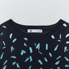 Contrast knit sweater