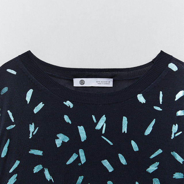 Contrast knit sweater