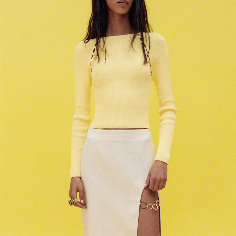 Knit sweater with buttons