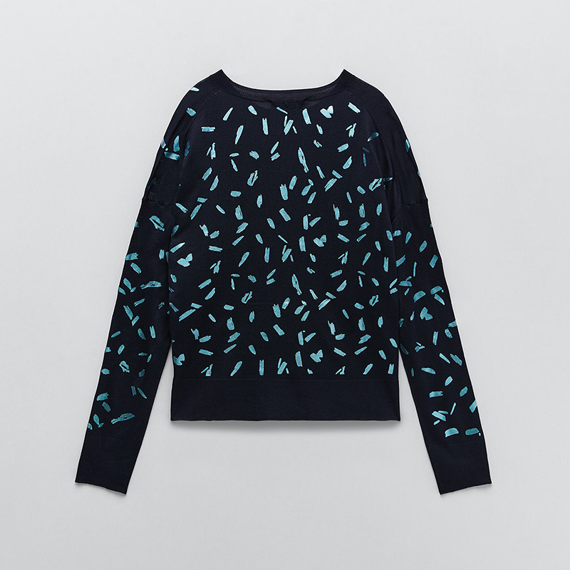 Contrast knit sweater