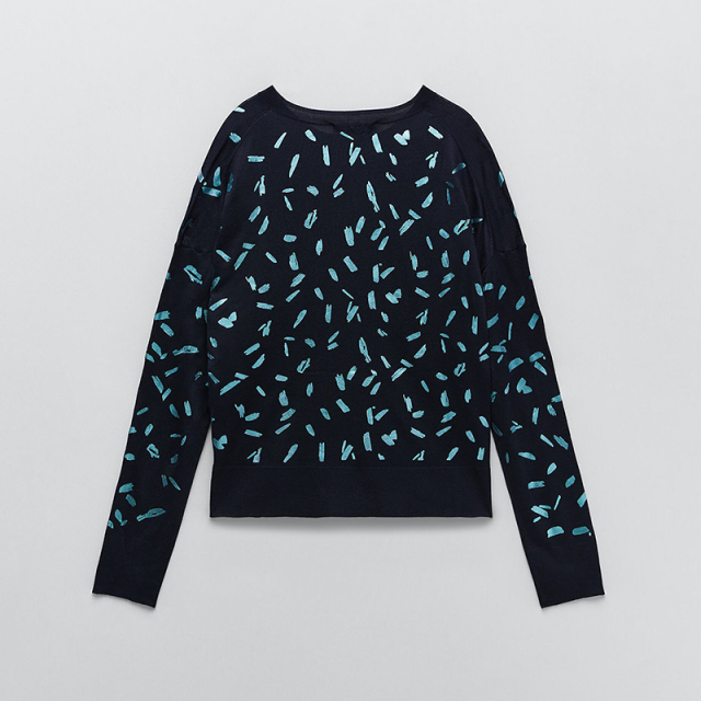 Contrast knit sweater