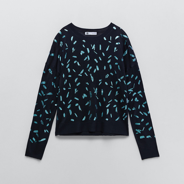 Contrast knit sweater