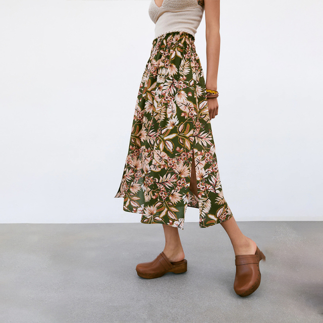 Printed midi skirt