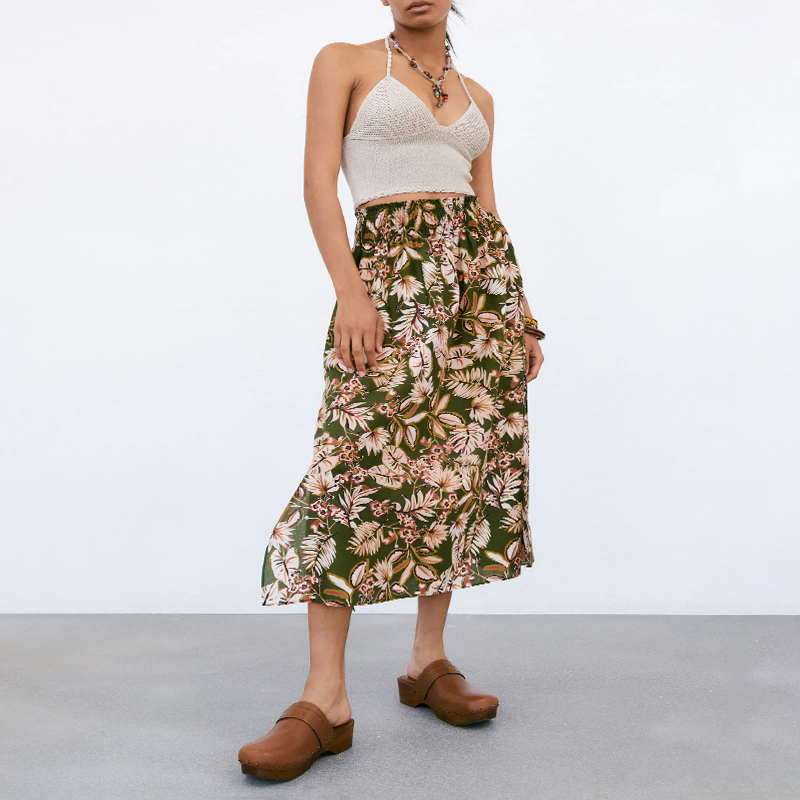 Printed midi skirt