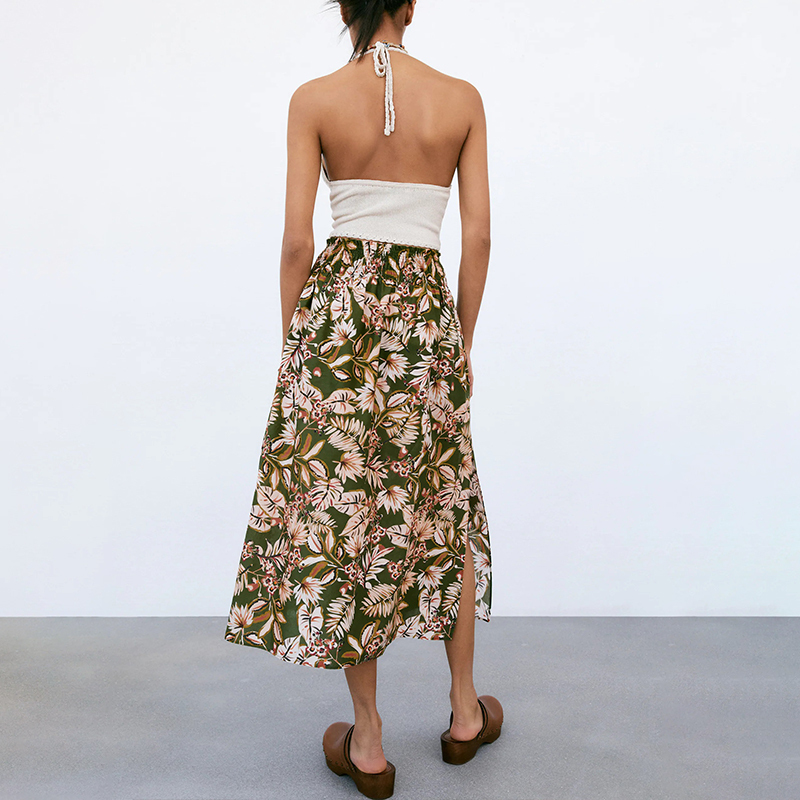 Printed midi skirt