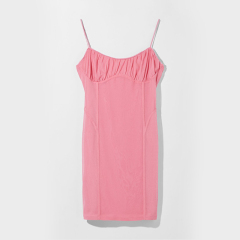 Lace-trimmed draped mesh dress