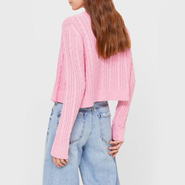 Striped knitted cotton cardigan