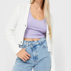 Striped knitted cotton cardigan