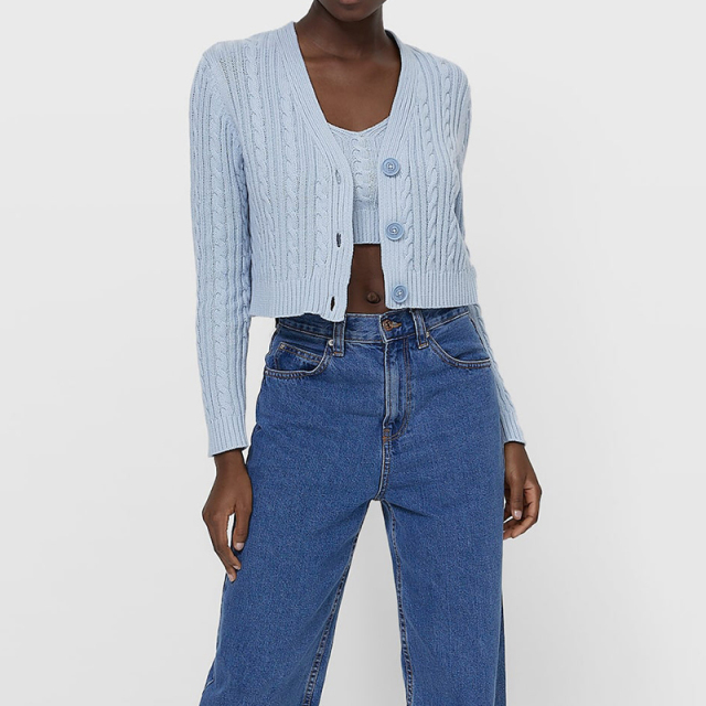 Striped knitted cotton cardigan
