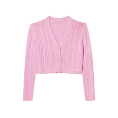 Striped knitted cotton cardigan