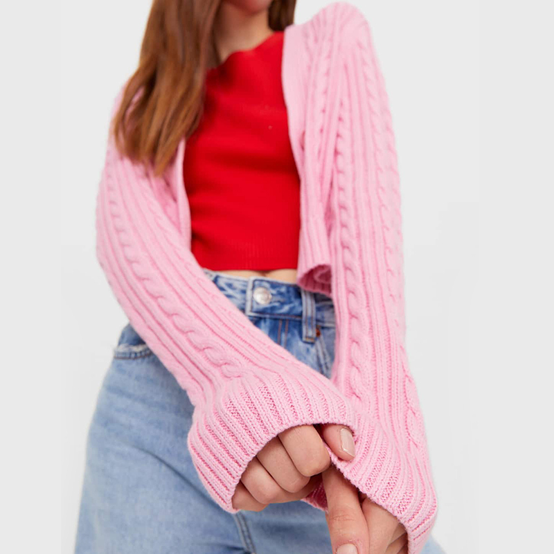 Striped knitted cotton cardigan