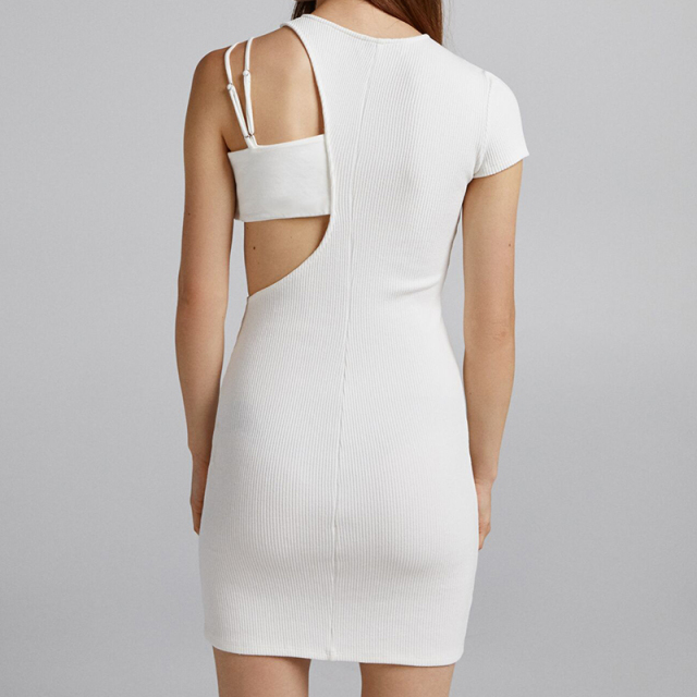 Asymmetric ribbed dress