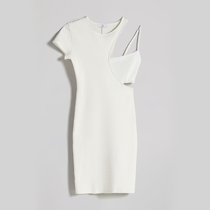 Asymmetric ribbed dress