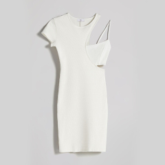 Asymmetric ribbed dress